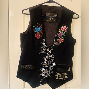 Ed hardy Christian Aguilar vintage y2k vest Tiger women’s xl embroidered